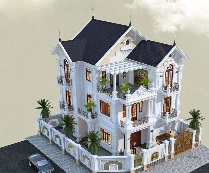 biệt thự 3 tầng mái thái