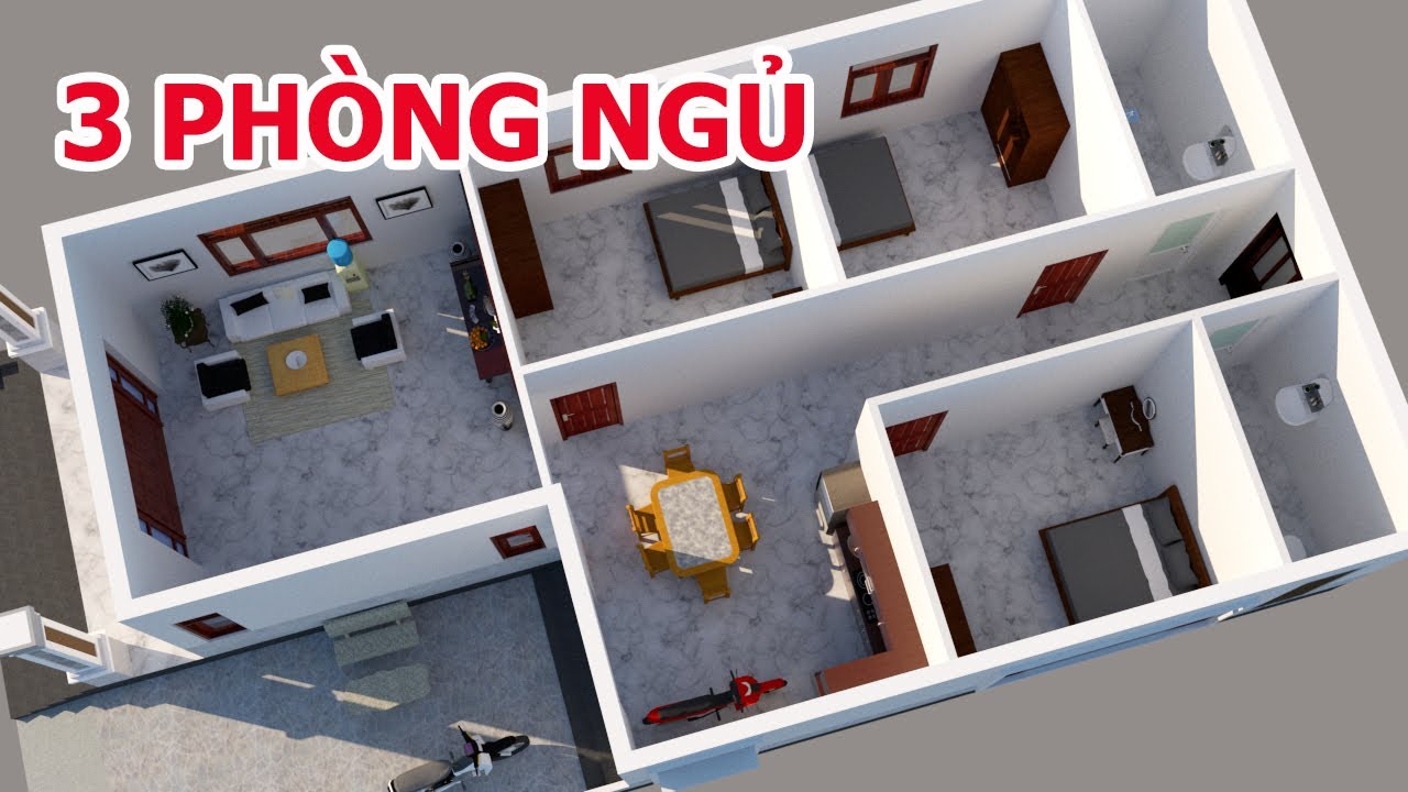 nhà cấp 4 3 phòng ngủ