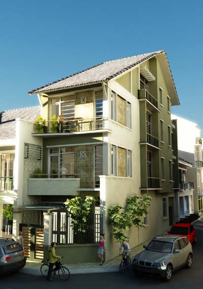 nhà phố hiện đại 2 mặt tiền